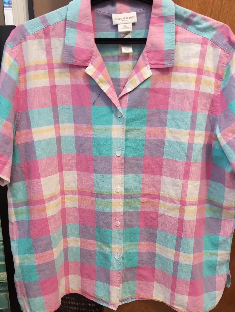 Jones New York Pastel Plaid Button-Down Shirt